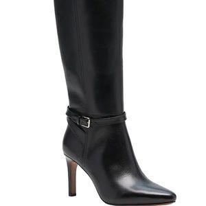 Leather High-Heel Buckle Boot